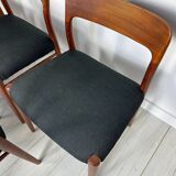 Ensemble de 6 chaises de salle à manger vintage en teck danois Niels O. Møller des années 1950, modèle n° 75.