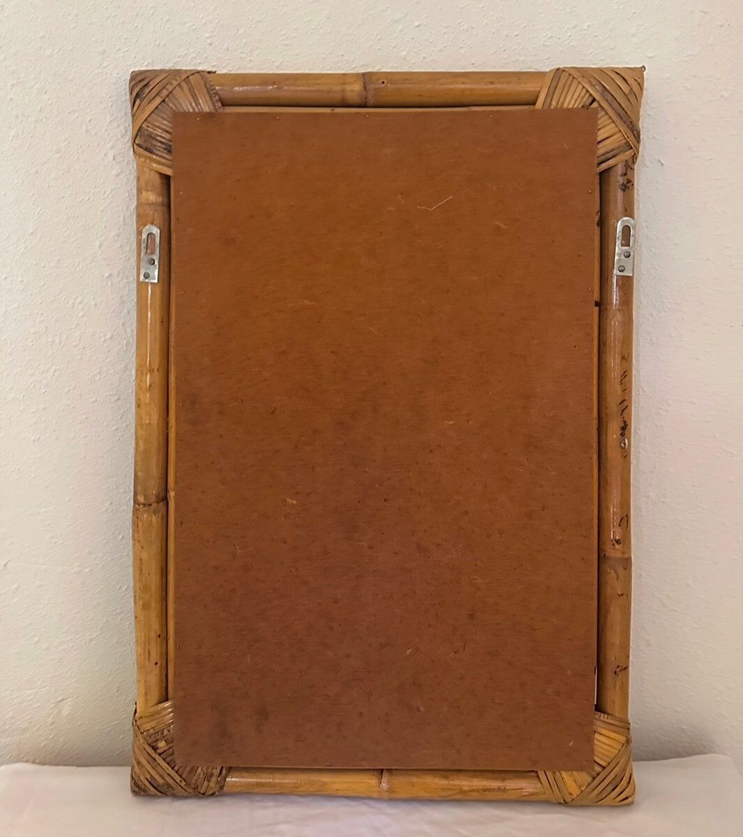 Vintage Italian mirror in bamboo and rattan, 1950s.