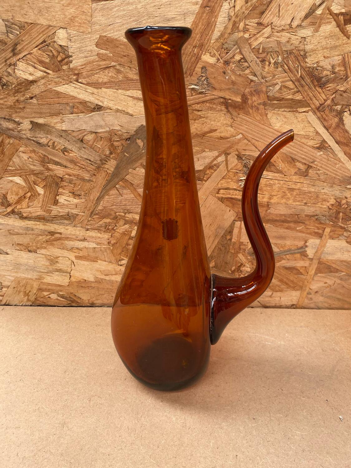 Old gat carafe service + 5 glasses molded orange glass 1970 vintage