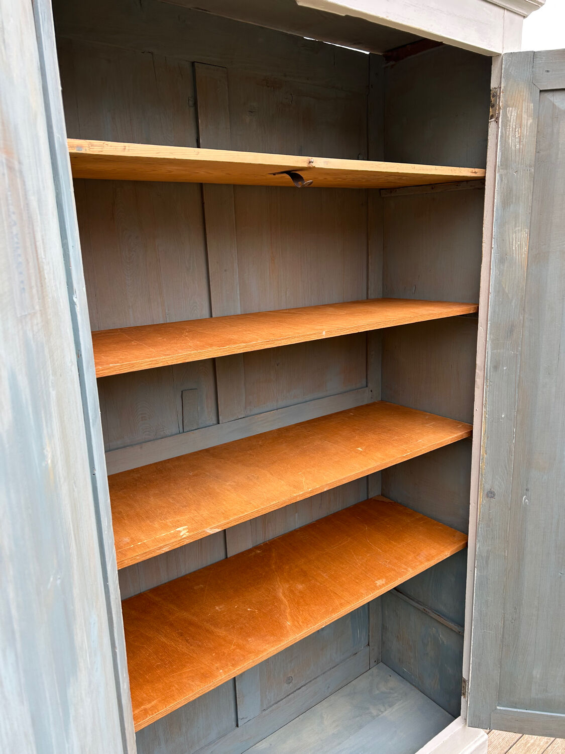 Antique Parisian wardrobe with white patina