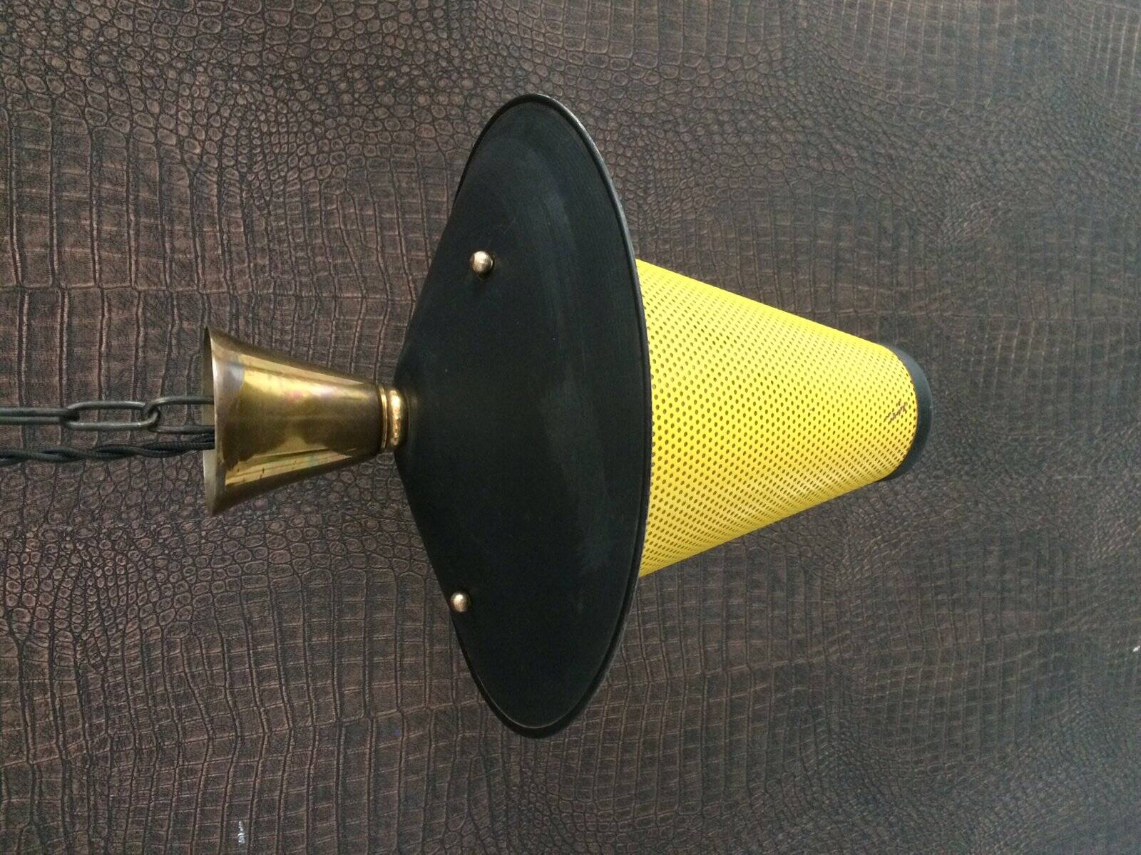 French lantern pendant lamp in the style of Mathieu Mategot, 1950s