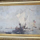 "Bateaux français sortant en mer" huile sur panneau, Bazil (XXe siècle)