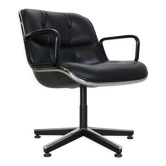 Charles Pollock Leather Swivel Desk Chair for Knoll, 1980's
