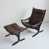 Siesta armchair with its ottoman by Ingmar Relling for Westnofa 1960s