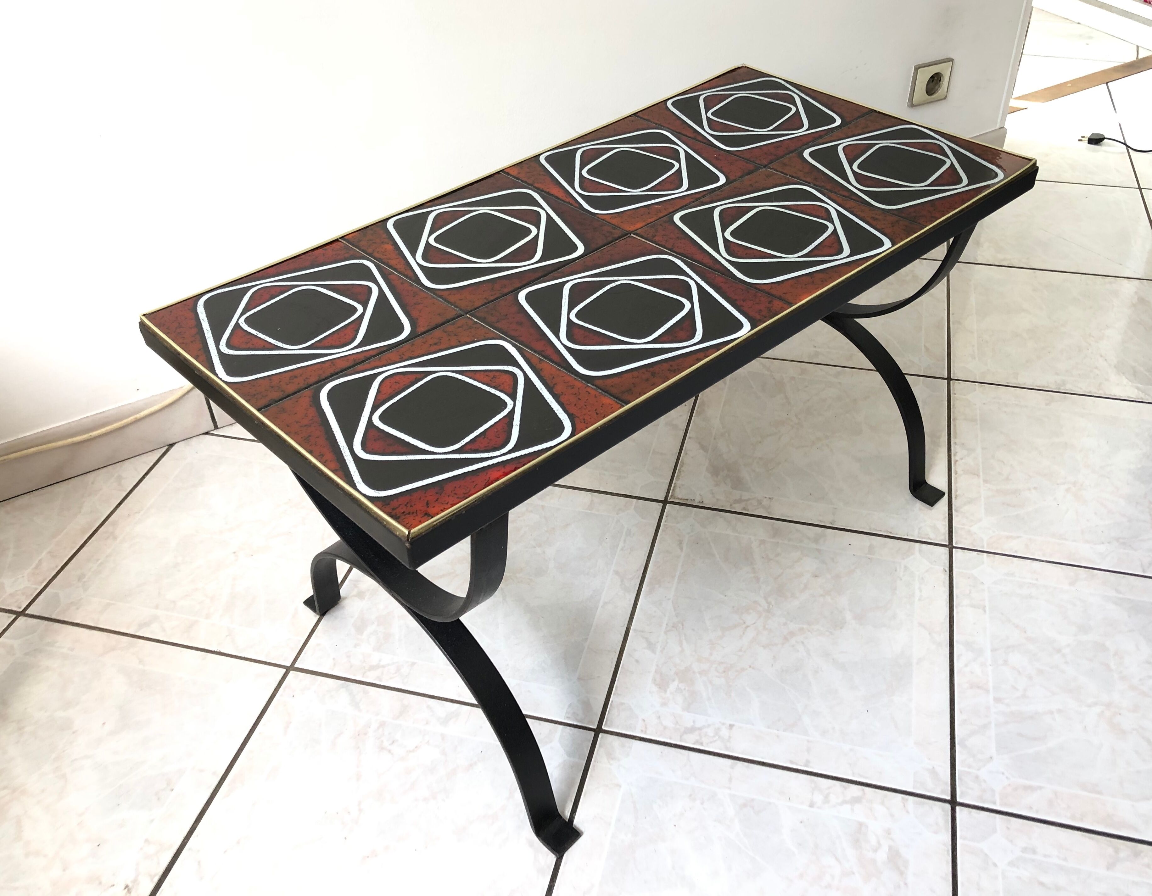 Wrought iron coffee table ceramic 60