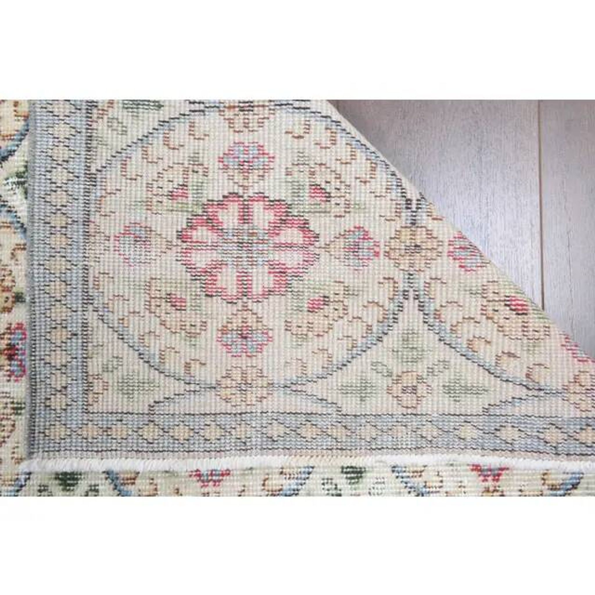 1970s Turkish Oushak Handmade Wool Cotton Beige Area Rug 101x191