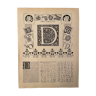 Lithograph engraving alphabet letter D of 1897