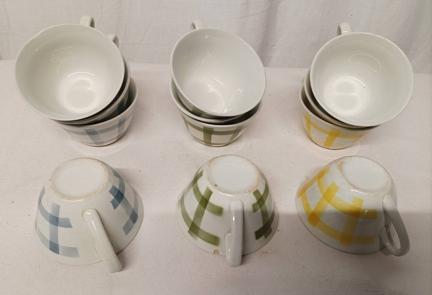 Lot of old cups Vintage tea towels