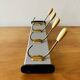 Old wall coat rack - 4 brass hooks