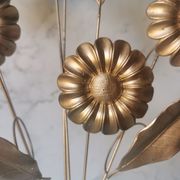 Wall lamp golden metal flowers