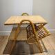 Vintage coffee table in rattan & wicker – Vinyl record player & storage cabinet