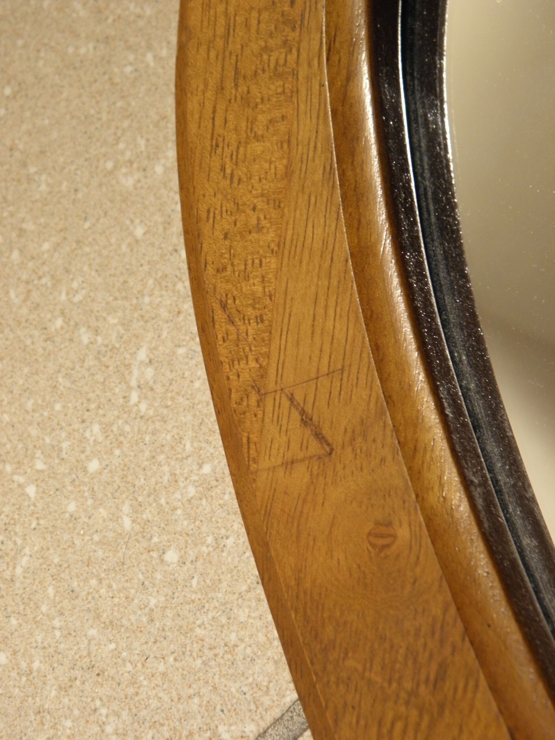 Oval mirror wooden frame 126 cm