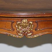 Pine desk with leather and gilding, late Victorian period around 1900.