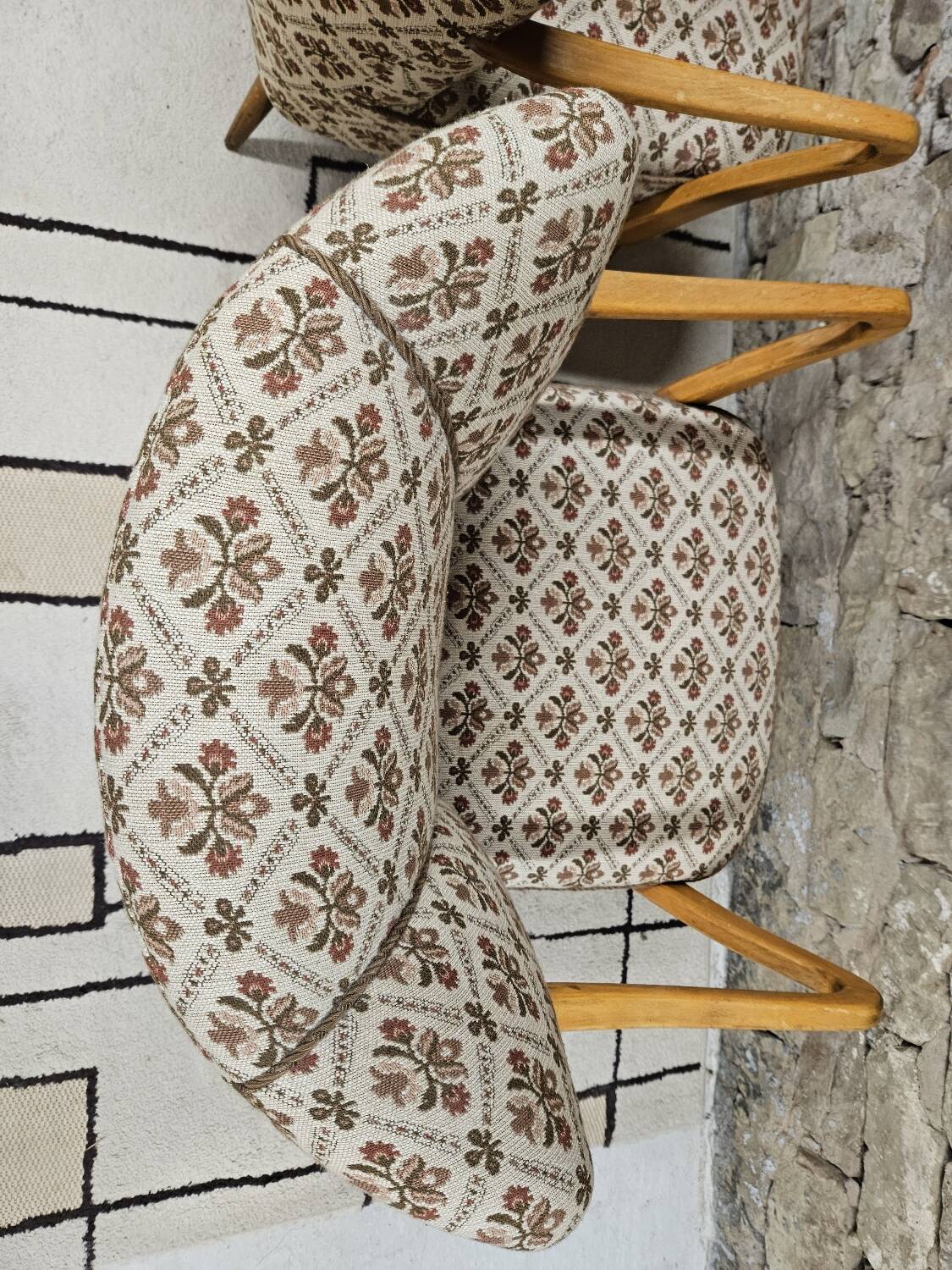 Pair of 1960 flowered armchairs