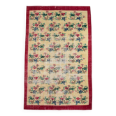 Ruby Red Vintage Floral Turkish Rug, Handmade Wool Carpet, 202x309 Cm