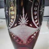 Bohemian/Czech Boho crystal vase, Burgundy red, vintage