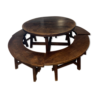 Table à manger vintage  & 4 bancs