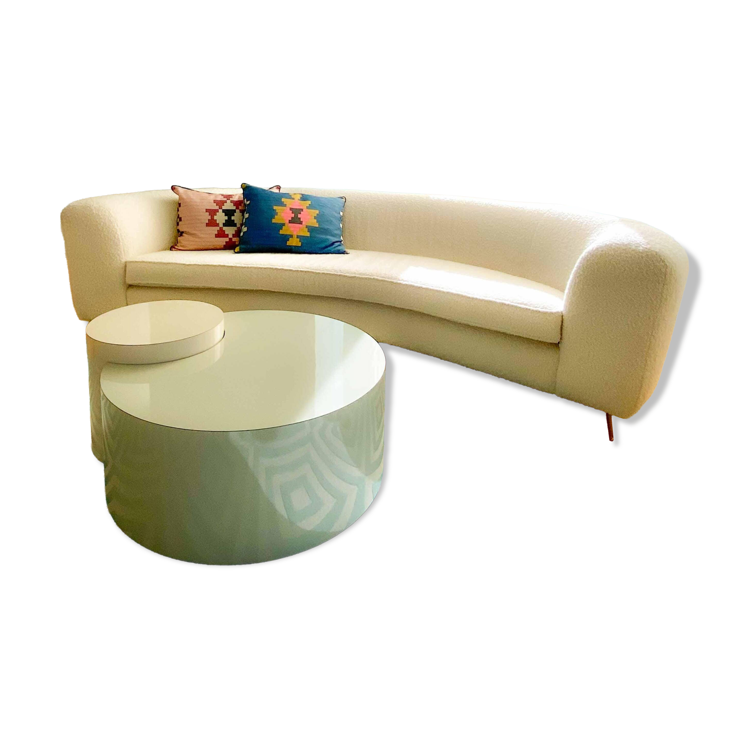 Auxiliary Table, High Gloss Laminate, Full Moon or Half Moon, Handmade, Size L