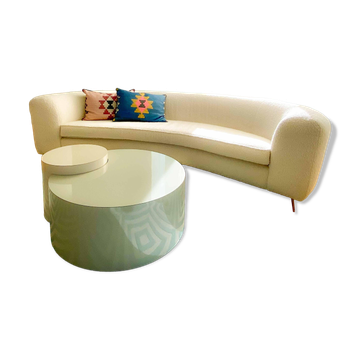 Auxiliary Table, High Gloss Laminate, Full Moon or Half Moon, Handmade, Size L