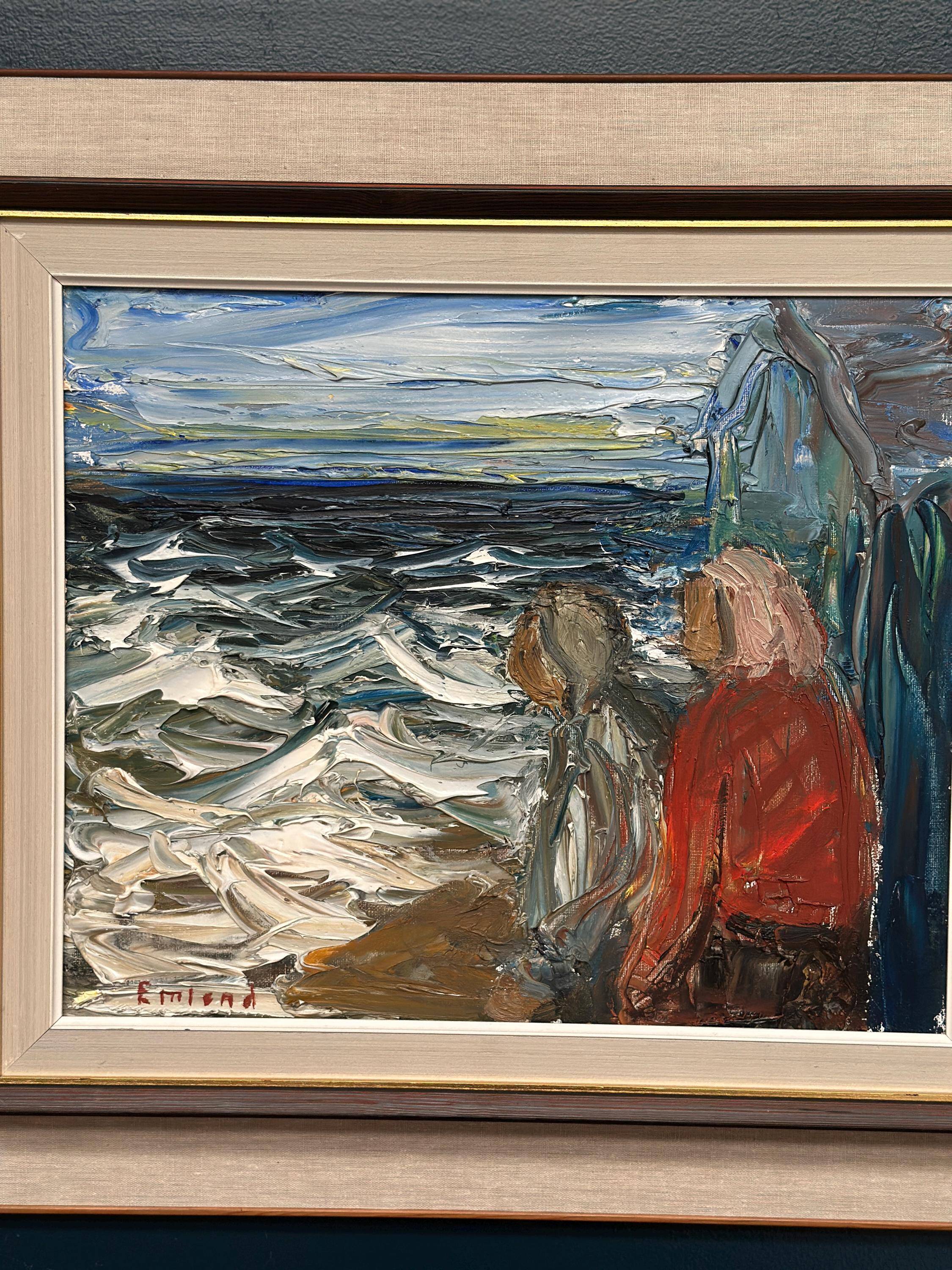 Original Swedish Oil on Canvas – “Figures” by Einar Emland – Vintage