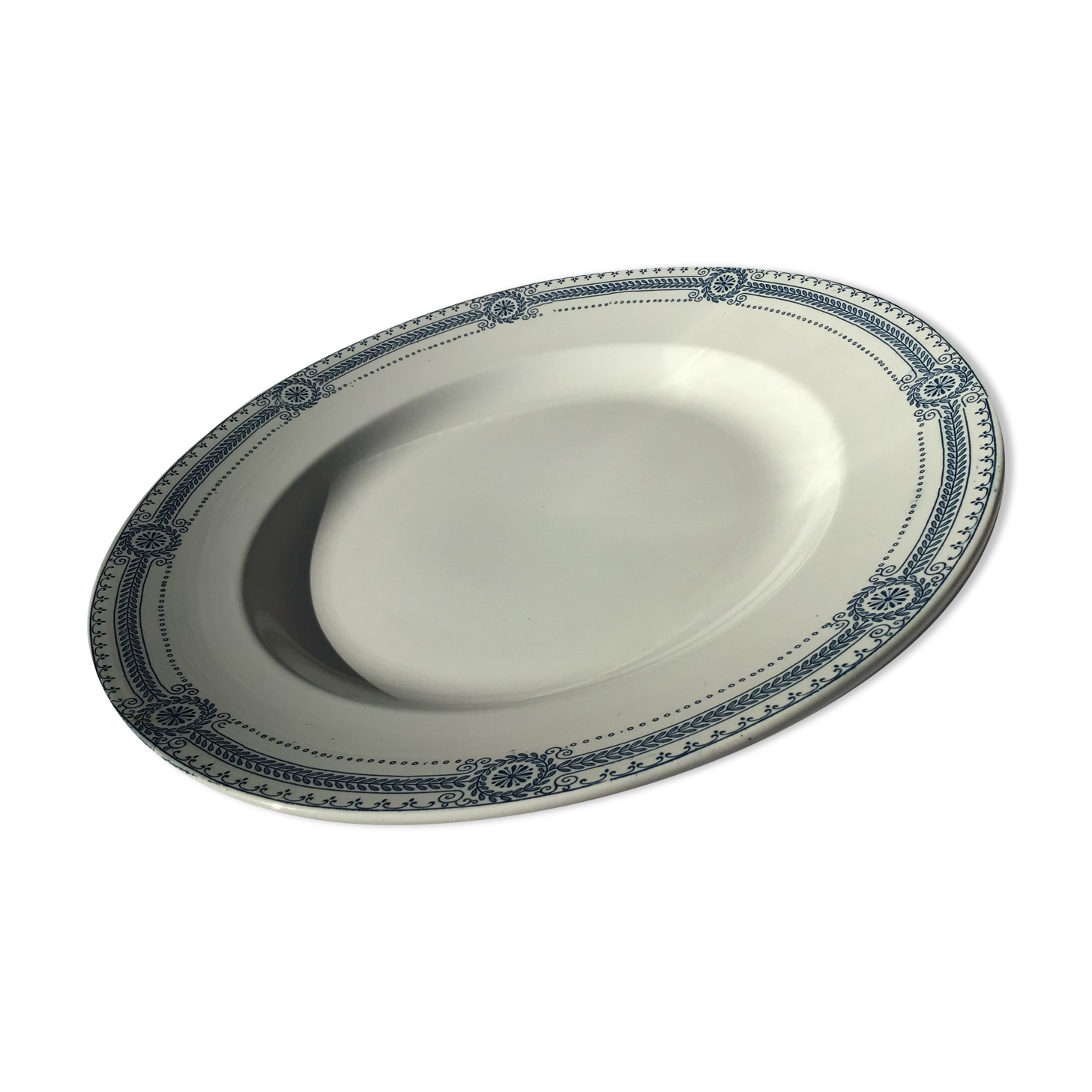 Flat Iron Earth Carina U&C Sarreguemines blue jeans diameter 31cm