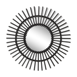 Round mirror shaped sun in rattan