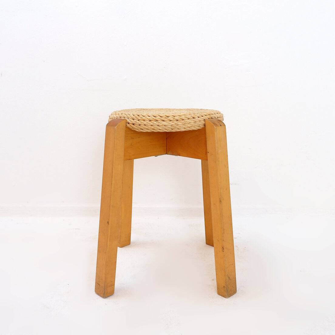 Vintage Four-Legged Organic Woven Stool