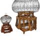Antique Vintage Round Iron and Wood Decorative Bird Cages