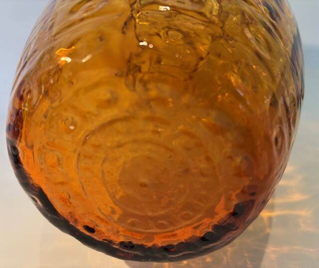 Ancient large twisted amber glass vase blown Murano 19th century