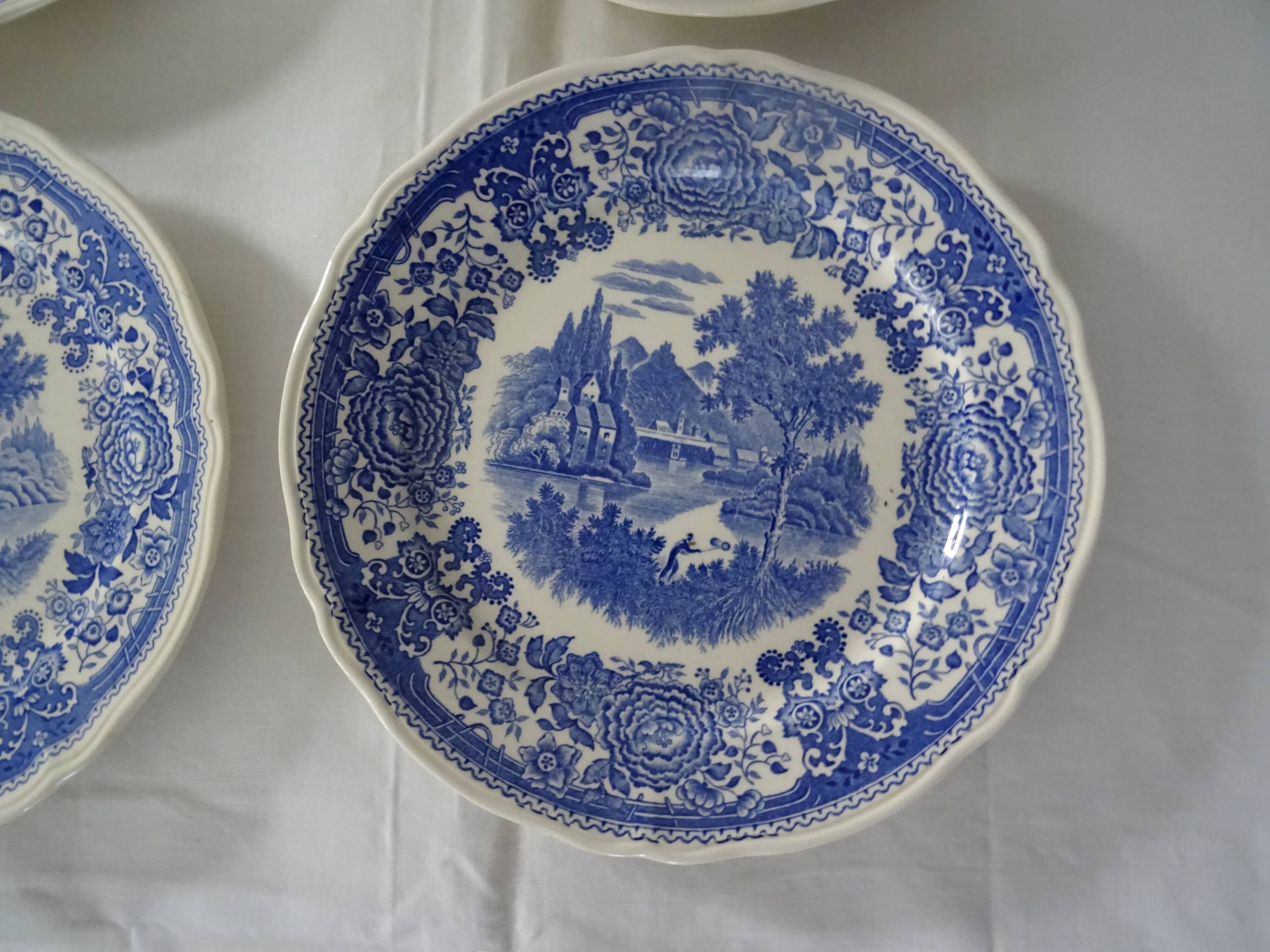 4 plates old faience 506 112 villeroy boch burgenland blue