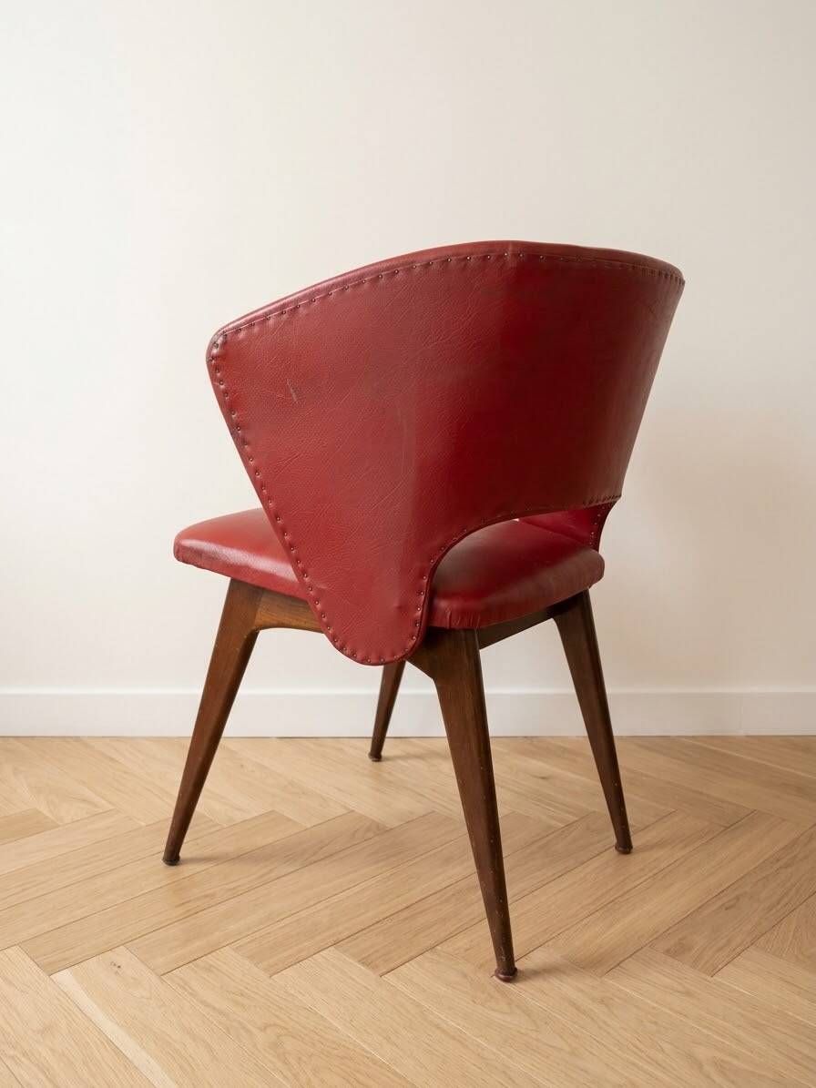 Fauteuil vintage années 50 rouge