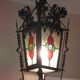 Ancient wrought iron lantern stained glass windows 19th