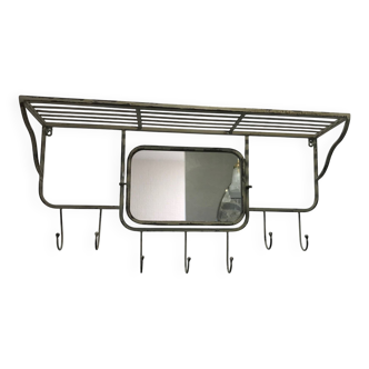Gray-green patinated metal hat rack