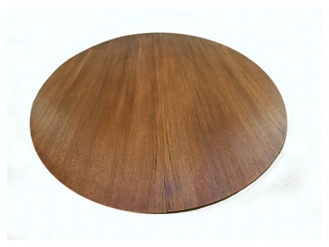 Vintage Scandinavian teak dining round table 60s