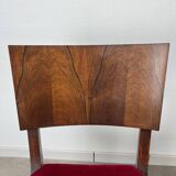 2 Art Deco chairs, red velvet and rosewood.