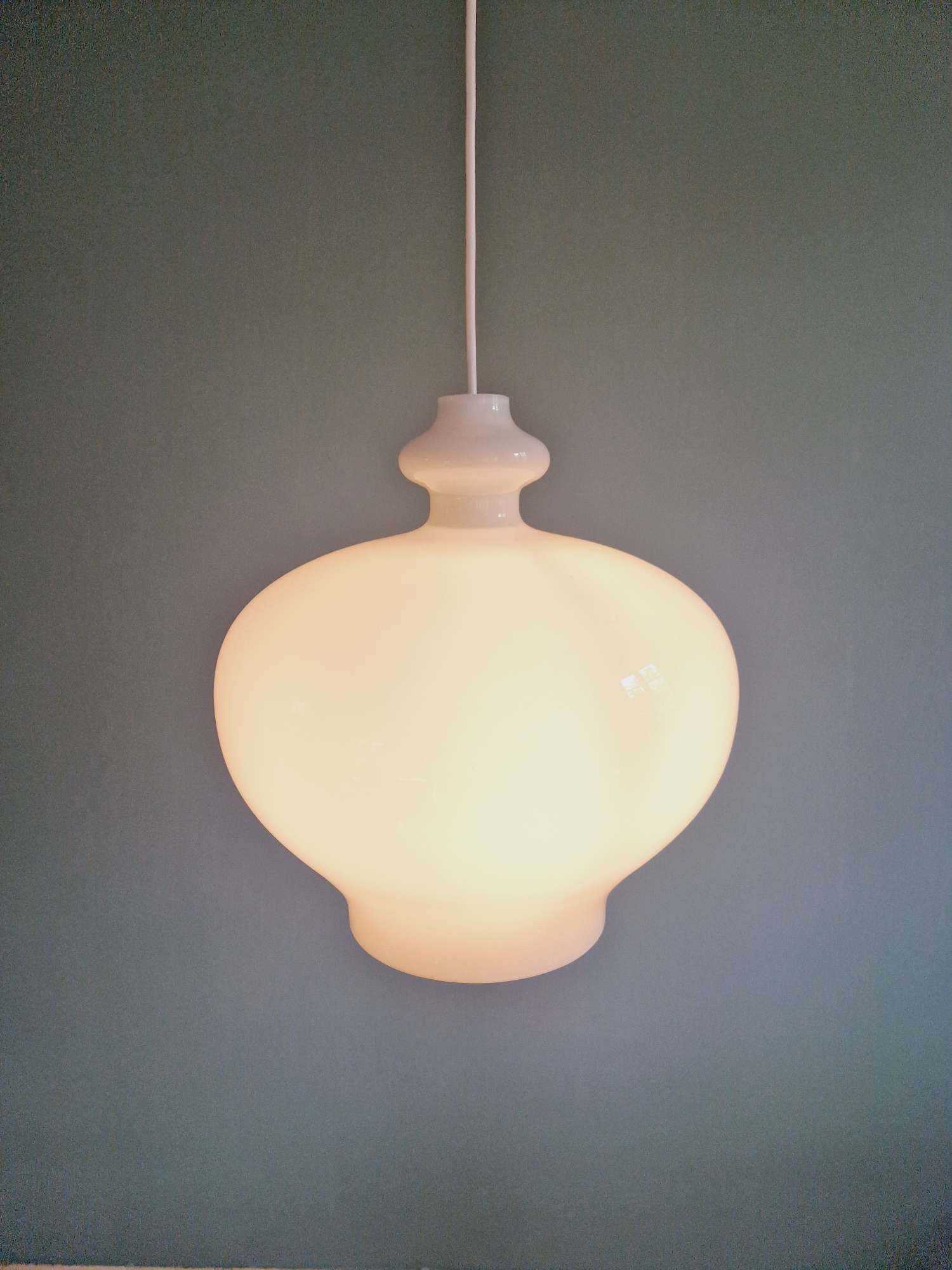 Large Scandinavian suspension light in white opaline, H.A. Jakobsson, 1960