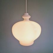 Large Scandinavian suspension light in white opaline, H.A. Jakobsson, 1960