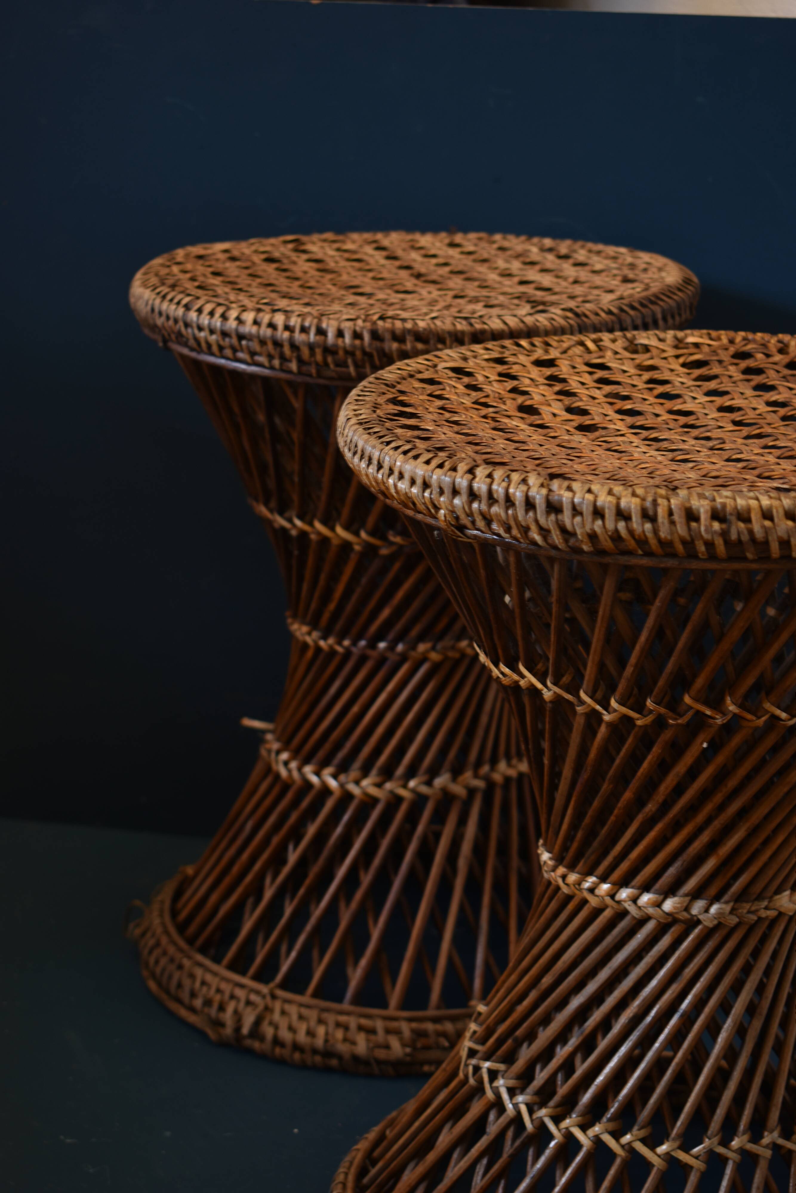 Tabouret diabolo osier vintage
