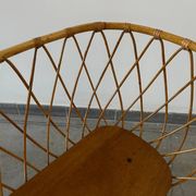 Vintage rattan and wicker cradle on legs, 1970s, Europe