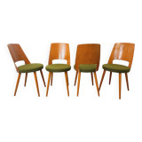 Set of 4 vintage Baumann Mondor chairs in terry cloth wood