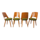 Suite de 4 chaises Mondor vintage de marque Baumann en bois tissu bouclette