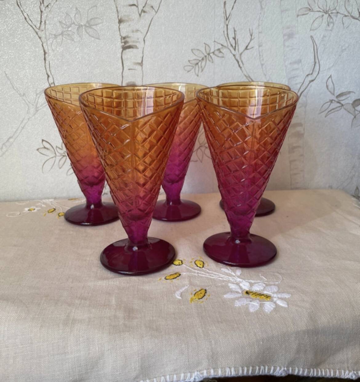 5 vintage Bormioli Rocco ice cream cups