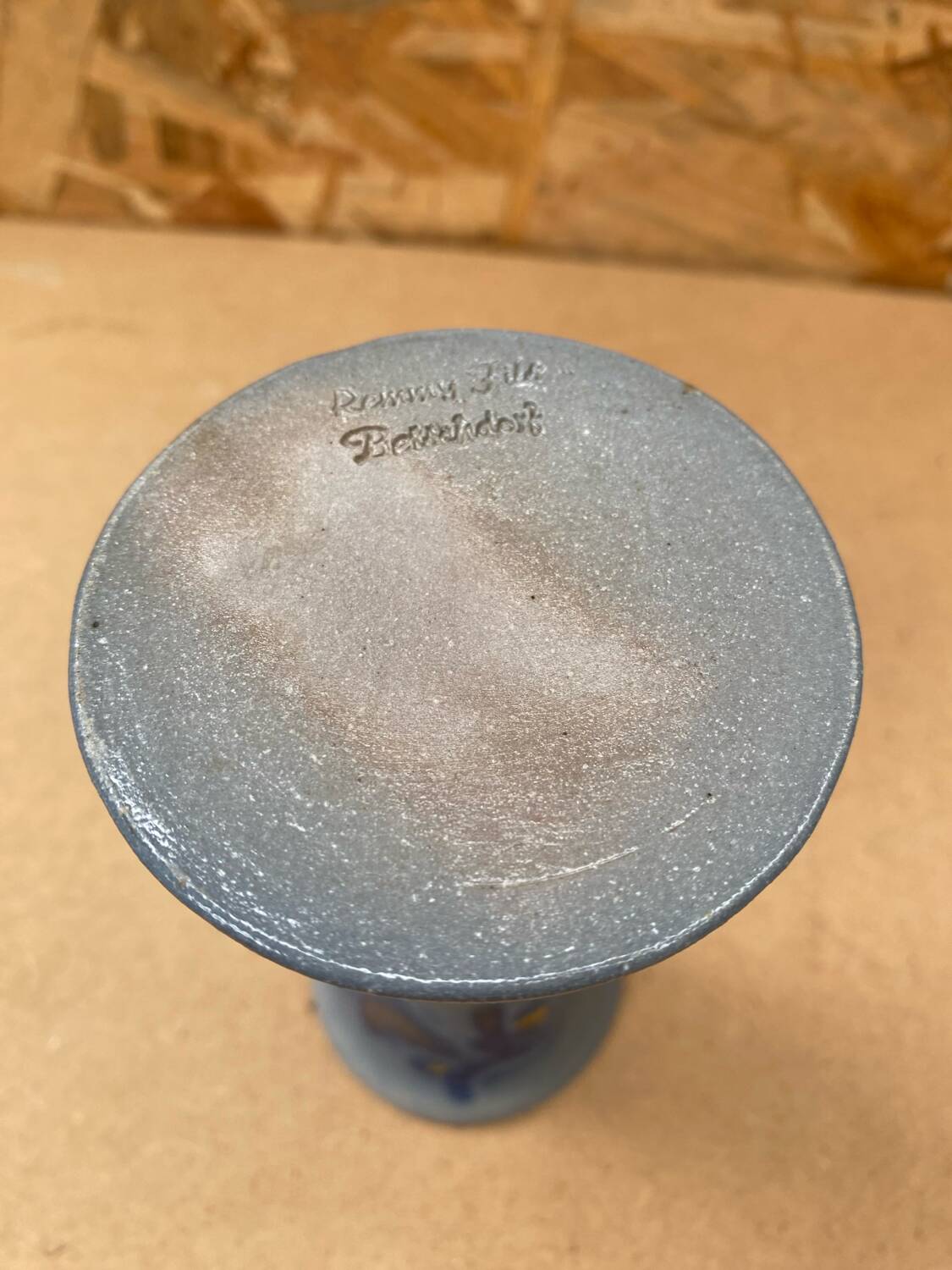 Old vase soliflore betschdorf remmy fils blue stoneware vintage flower decor