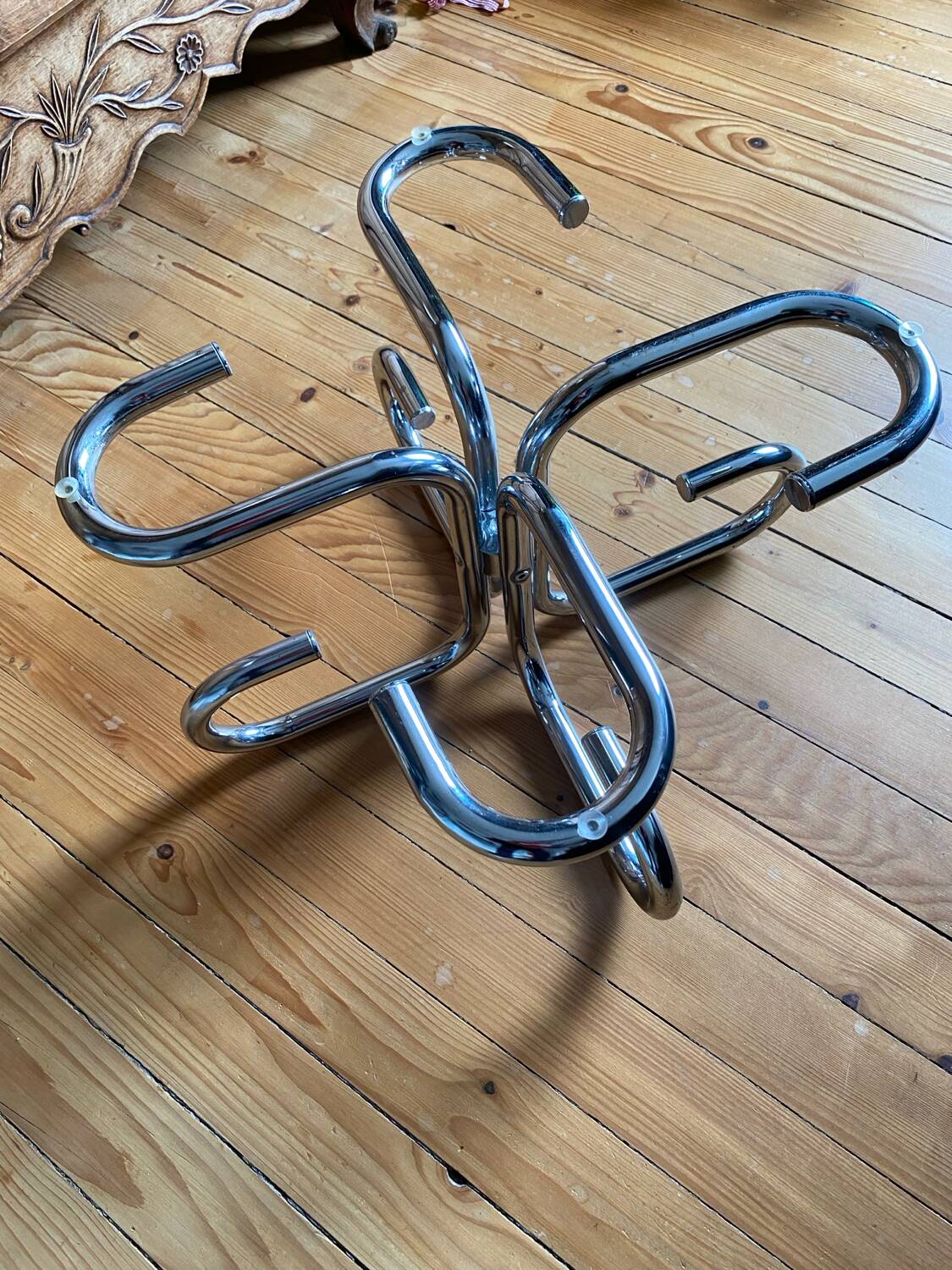 Vintage glass and chrome coffee table