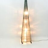 Vintage pyramid floor lamp with green glass beads , italy 1980s