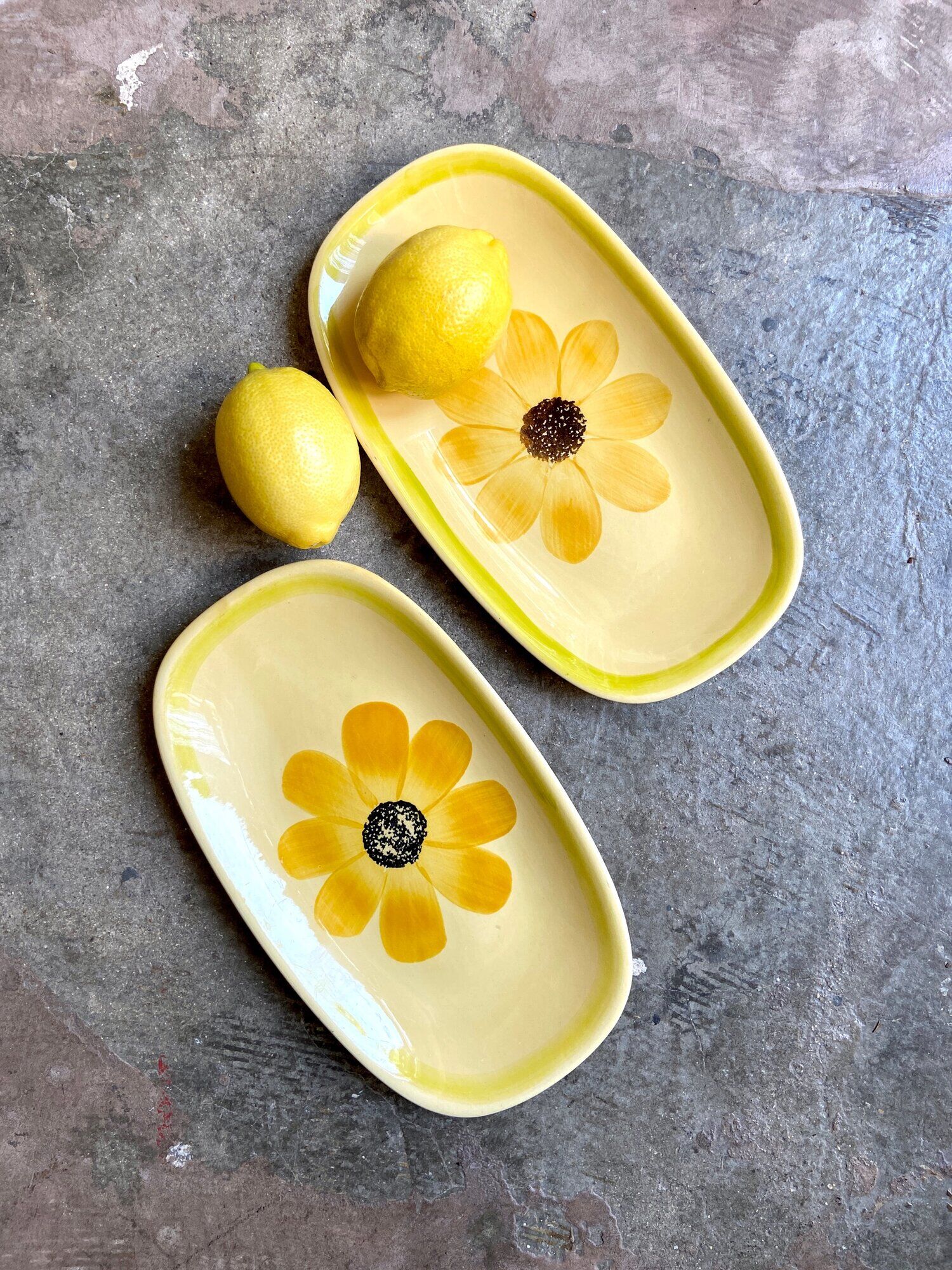 Gien hand-painted earthenware dish, "Soleil" service