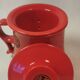 Tisanière théière duo rouge céramique motif noir asiatique avec 2 tasses