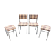 Vintage chairs and stools with chrome-plated square tubular metal base.