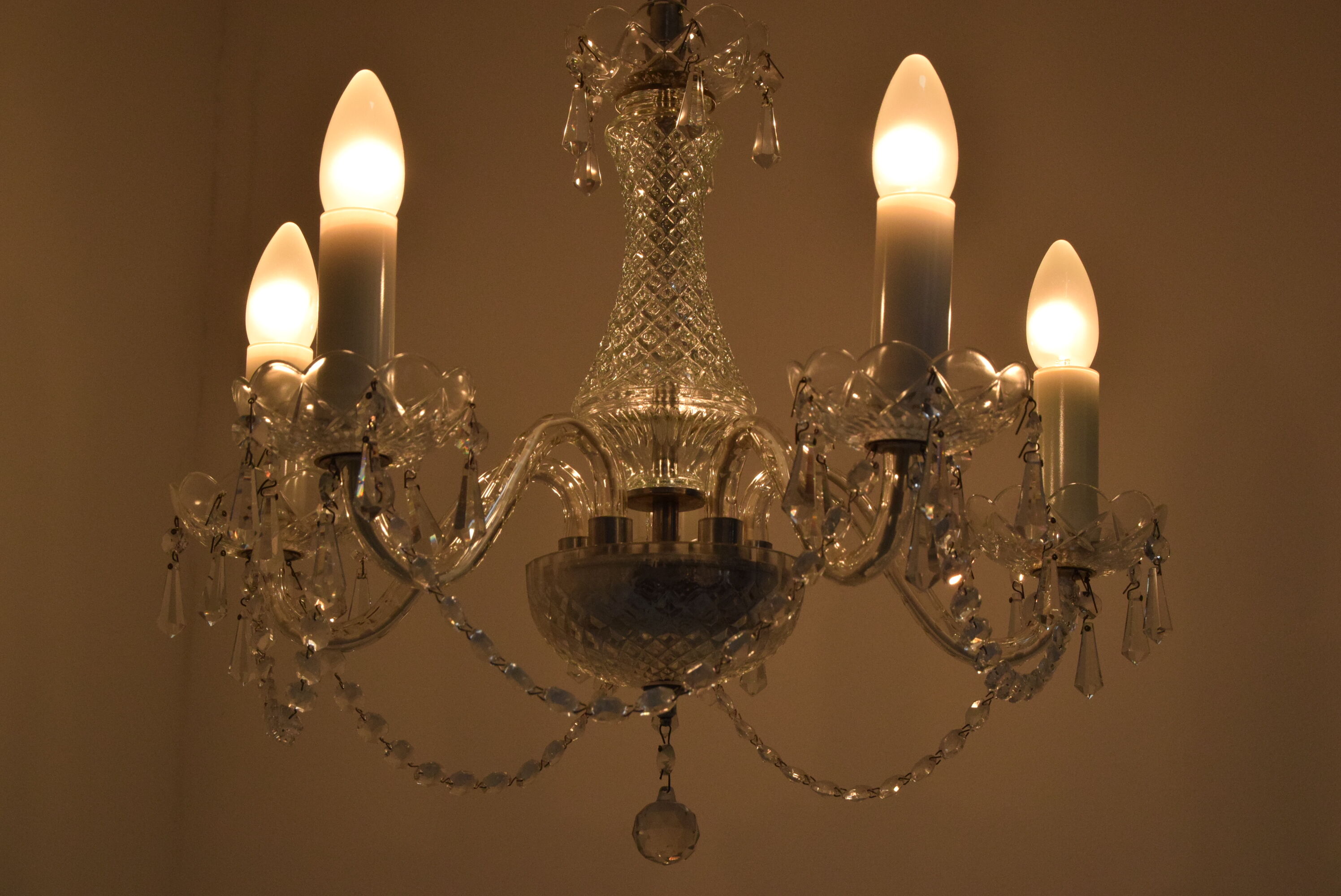 Mid-century Crystal Glass Chandelier by kamenicky Senov,1960's.