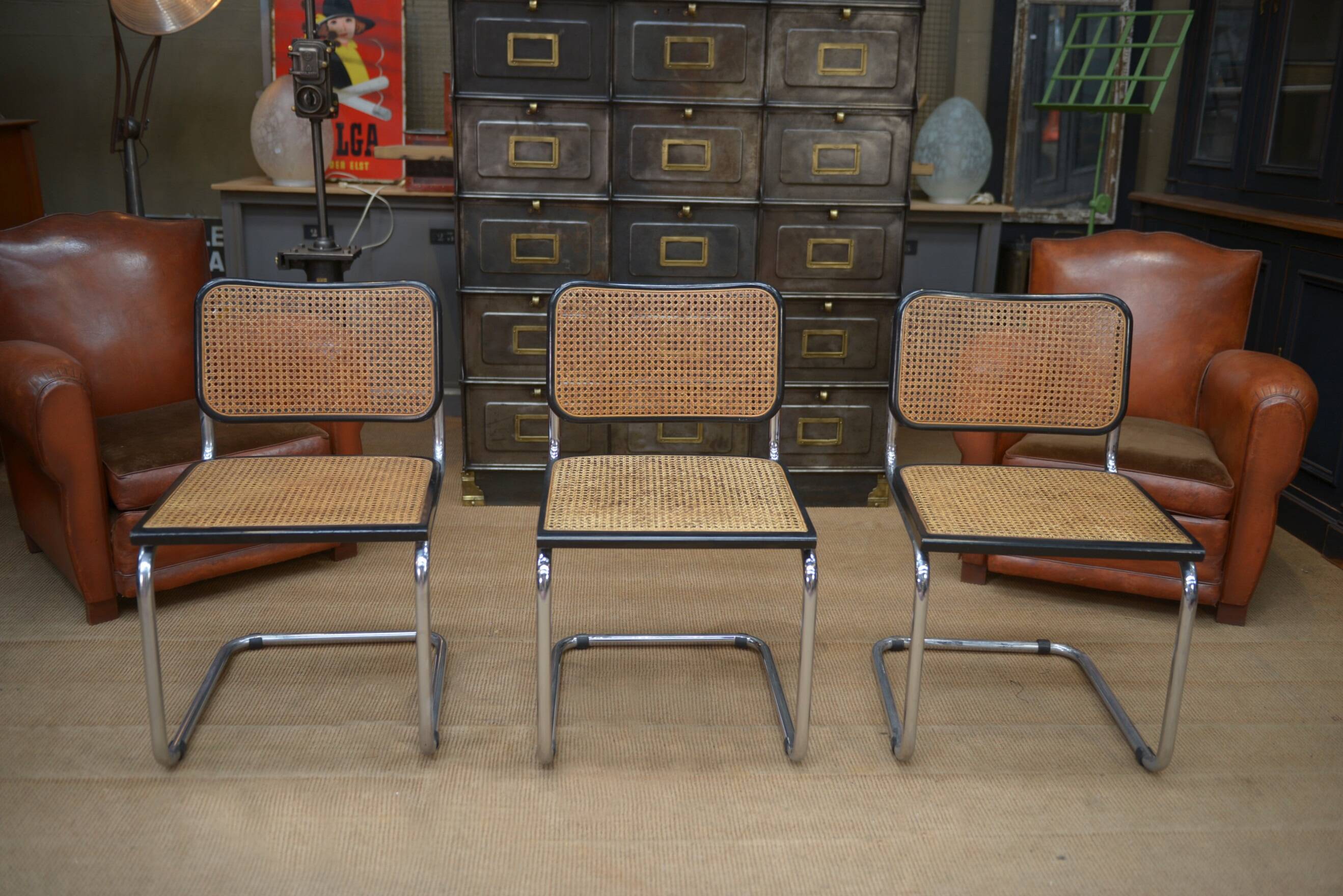 Set of 6 model b32 cesca marcel breuer chairs, italy 1970s